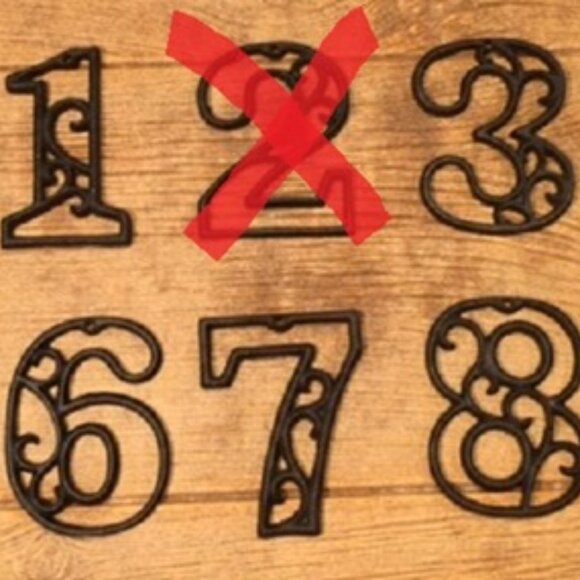 "4" (Four) Address Number Ornate Cast Iron Filigree 4 5/8" tall 0184-0558-4 - Picture 15 of 16